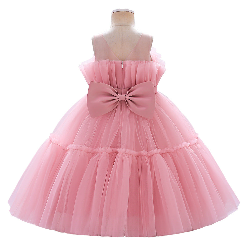 Cute Colorblock Mesh Cake Dress for Girls – Party & Wedding Flower Girl Frock