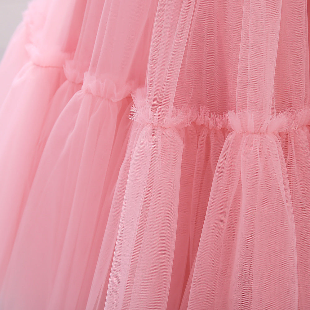 Cute Colorblock Mesh Cake Dress for Girls – Party & Wedding Flower Girl Frock