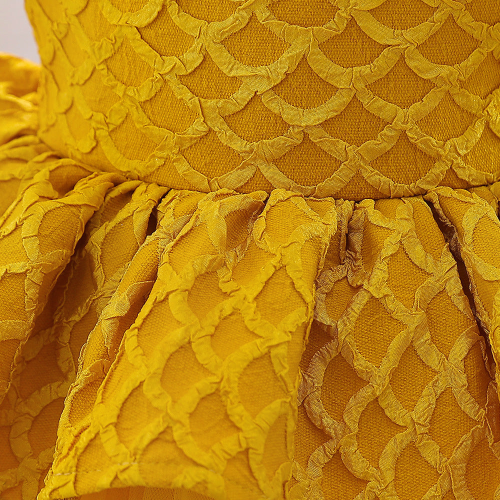 Frocklet Cute Puff Sleeve A-Line Baby Dress with Bowknot & Ruffle Skirt 6