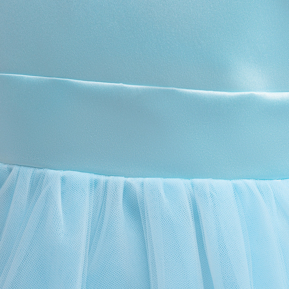 Charming High-Low A-Line Satin & Tulle Girl's Party Dress with Bow & Lace
