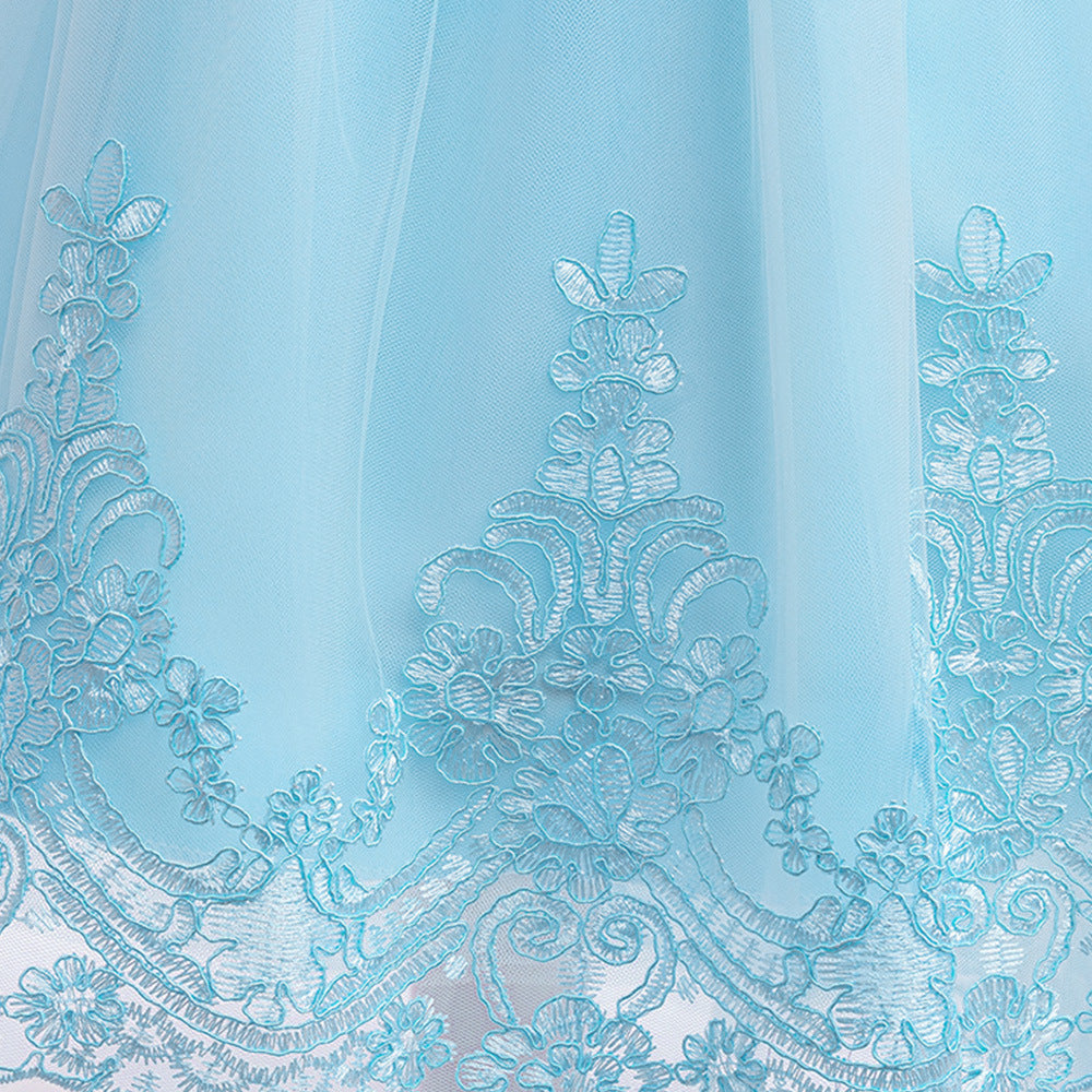 Charming High-Low A-Line Satin & Tulle Girl's Party Dress with Bow & Lace