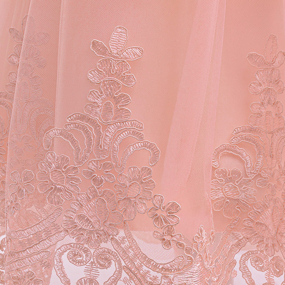Charming High-Low A-Line Satin & Tulle Girl's Party Dress with Bow & Lace