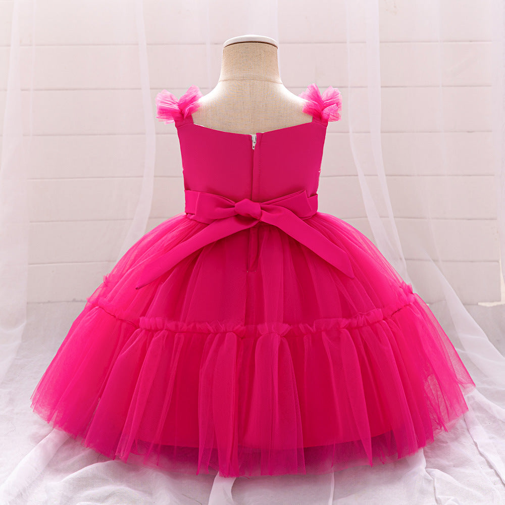 Adorable A-Line Lace & Tulle Bow Dress for Girls | Perfect for Parties & Weddings