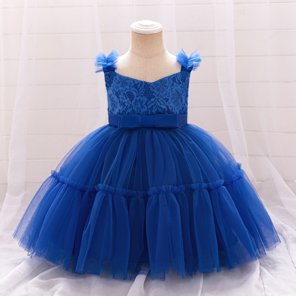 Adorable A-Line Lace & Tulle Bow Dress for Girls | Perfect for Parties & Weddings