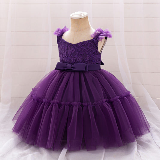 Frocklet Adorable A-Line Lace & Tulle Bow Dress for Girls | Perfect for Parties & Weddings 27