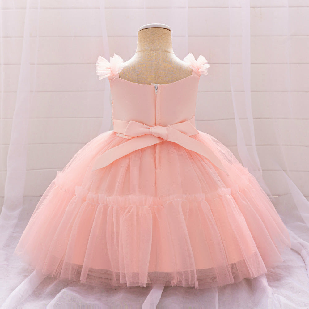 Adorable A-Line Lace & Tulle Bow Dress for Girls | Perfect for Parties & Weddings