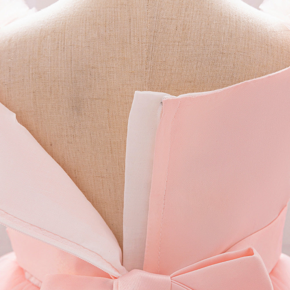 Adorable A-Line Lace & Tulle Bow Dress for Girls | Perfect for Parties & Weddings