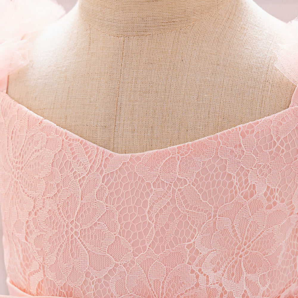 Adorable A-Line Lace & Tulle Bow Dress for Girls | Perfect for Parties & Weddings
