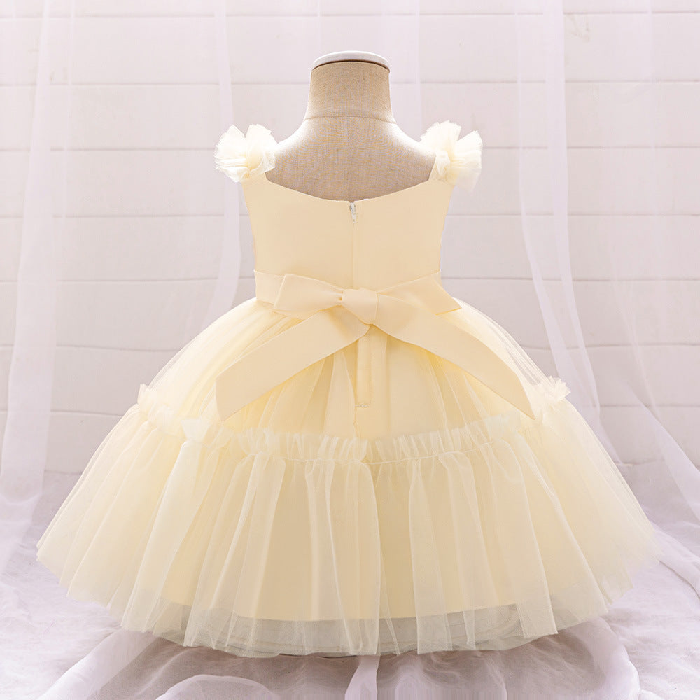 Adorable A-Line Lace & Tulle Bow Dress for Girls | Perfect for Parties & Weddings