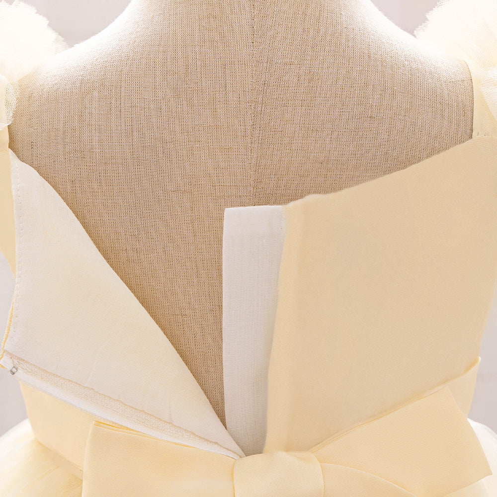 Adorable A-Line Lace & Tulle Bow Dress for Girls | Perfect for Parties & Weddings