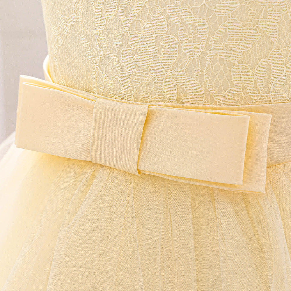 Adorable A-Line Lace & Tulle Bow Dress for Girls | Perfect for Parties & Weddings