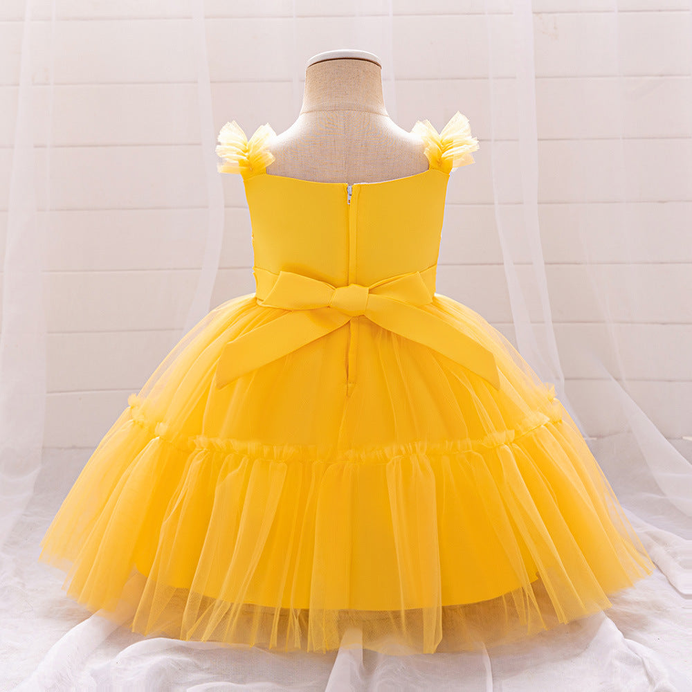 Adorable A-Line Lace & Tulle Bow Dress for Girls | Perfect for Parties & Weddings