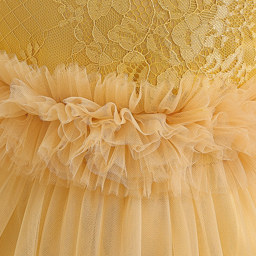 Maxi Lace Tulle A-Line Dress for Girls – Cute Birthday & Party Gown