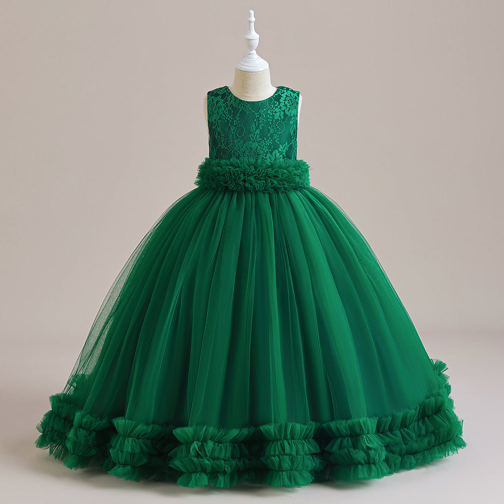 Maxi Lace Tulle A-Line Dress for Girls – Cute Birthday & Party Gown