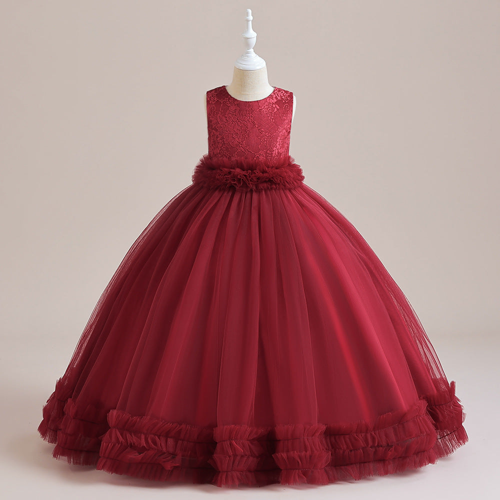 Maxi Lace Tulle A-Line Dress for Girls – Cute Birthday & Party Gown