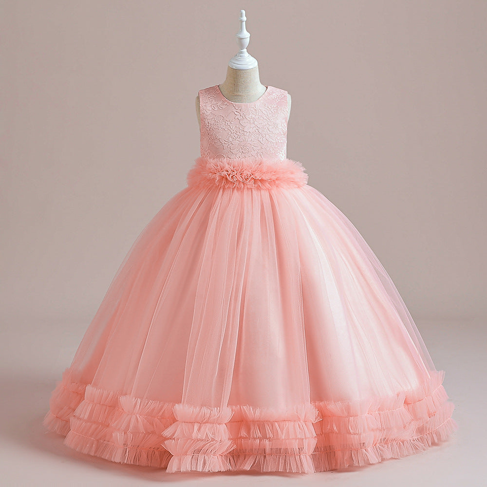 Maxi Lace Tulle A-Line Dress for Girls – Cute Birthday & Party Gown