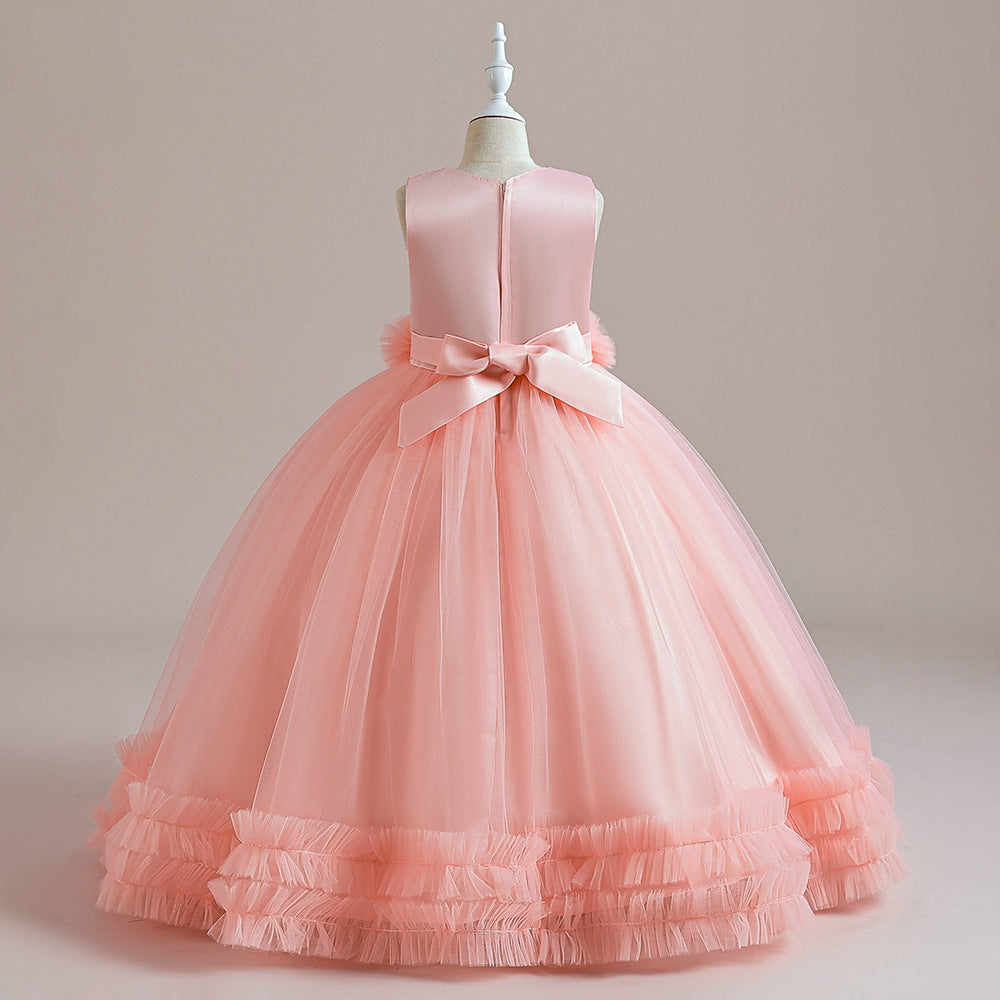 Maxi Lace Tulle A-Line Dress for Girls – Cute Birthday & Party Gown