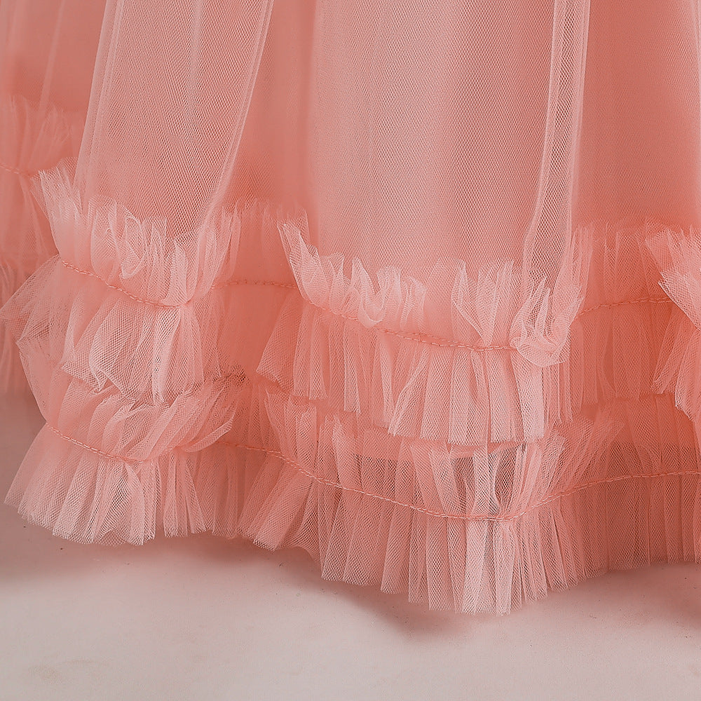Maxi Lace Tulle A-Line Dress for Girls – Cute Birthday & Party Gown