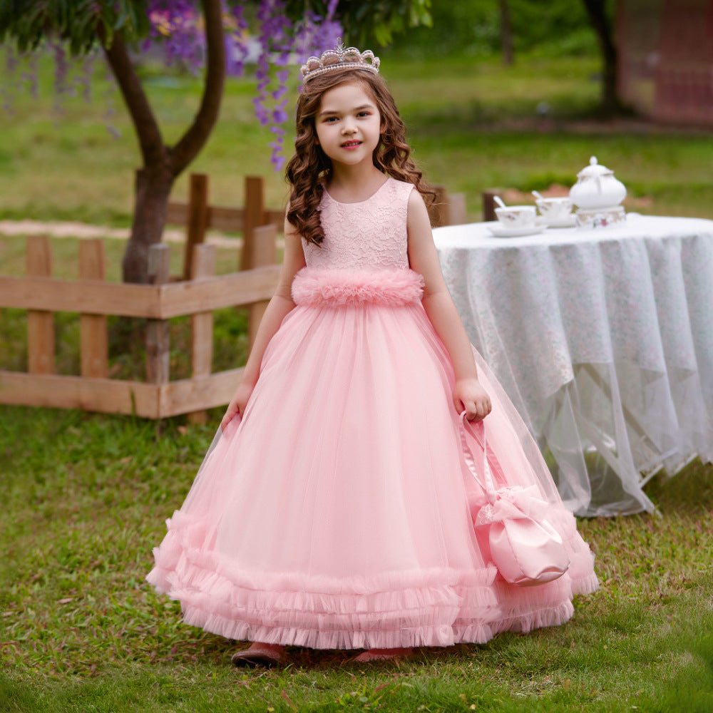 Maxi Lace Tulle A-Line Dress for Girls – Cute Birthday & Party Gown