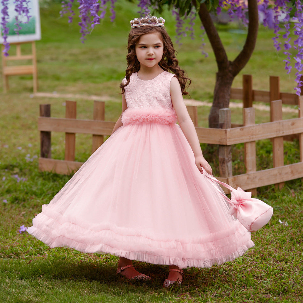 Maxi Lace Tulle A-Line Dress for Girls – Cute Birthday & Party Gown
