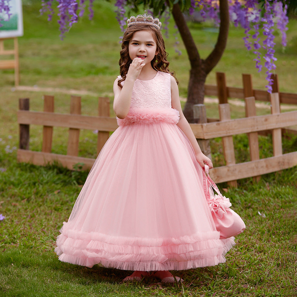 Maxi Lace Tulle A-Line Dress for Girls – Cute Birthday & Party Gown