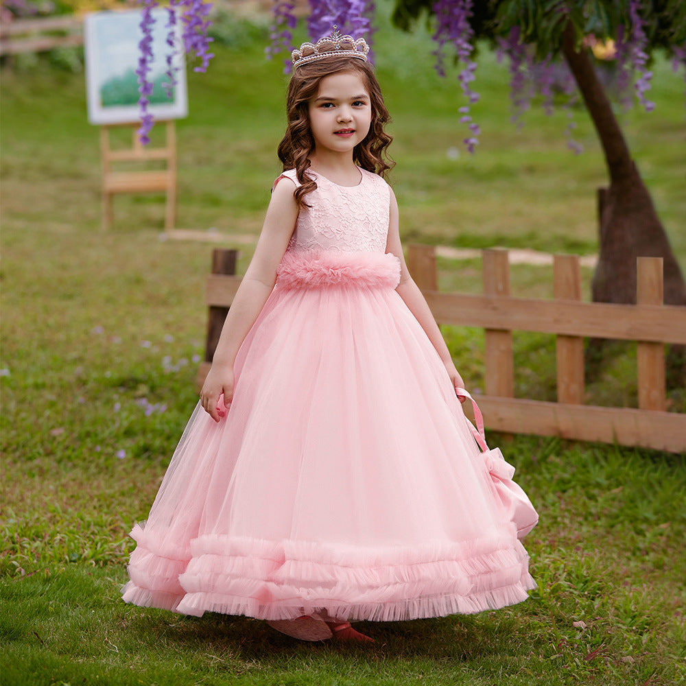 Maxi Lace Tulle A-Line Dress for Girls – Cute Birthday & Party Gown