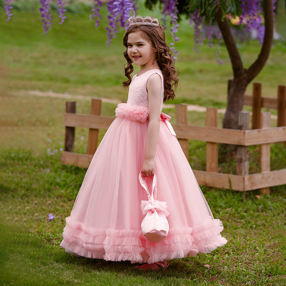 Maxi Lace Tulle A-Line Dress for Girls – Cute Birthday & Party Gown