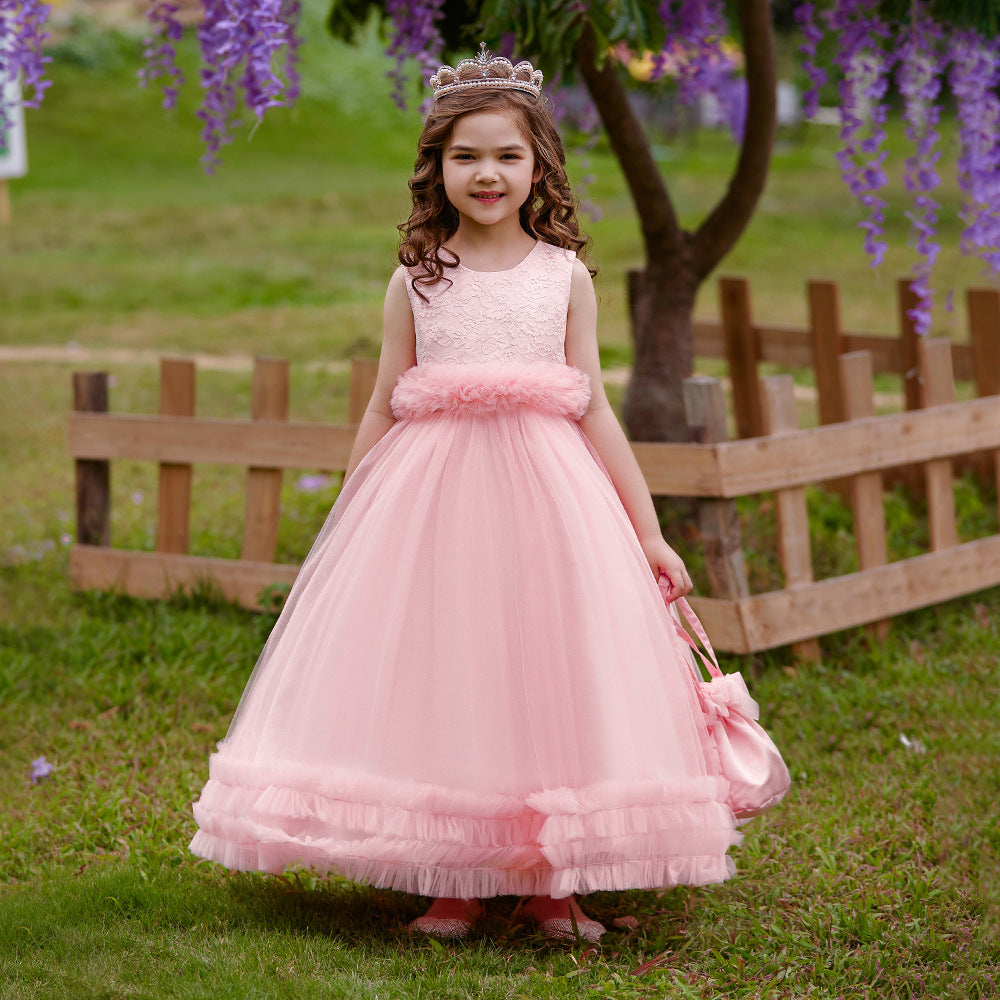 Maxi Lace Tulle A-Line Dress for Girls – Cute Birthday & Party Gown