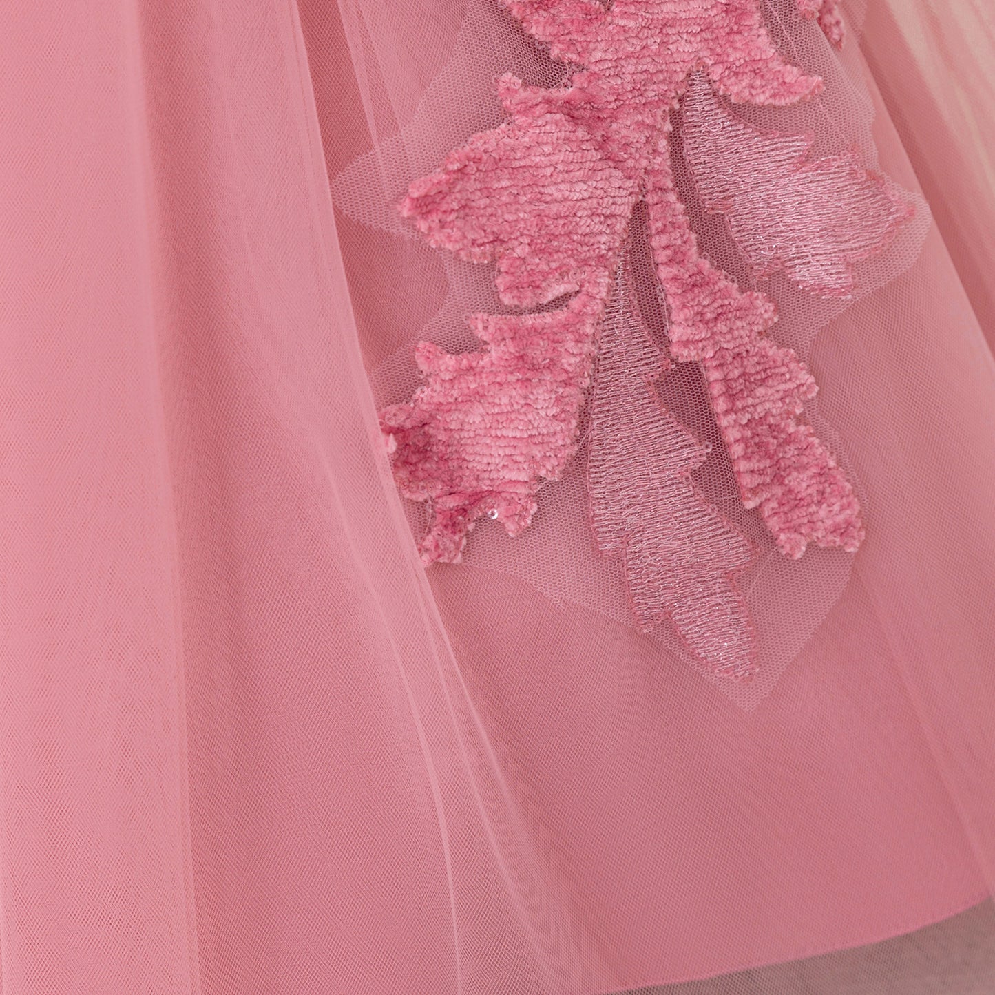 Cute Pink Maxi Tulle Party Dress for Girls with Embroidery & Bowknot, Ages 2-10