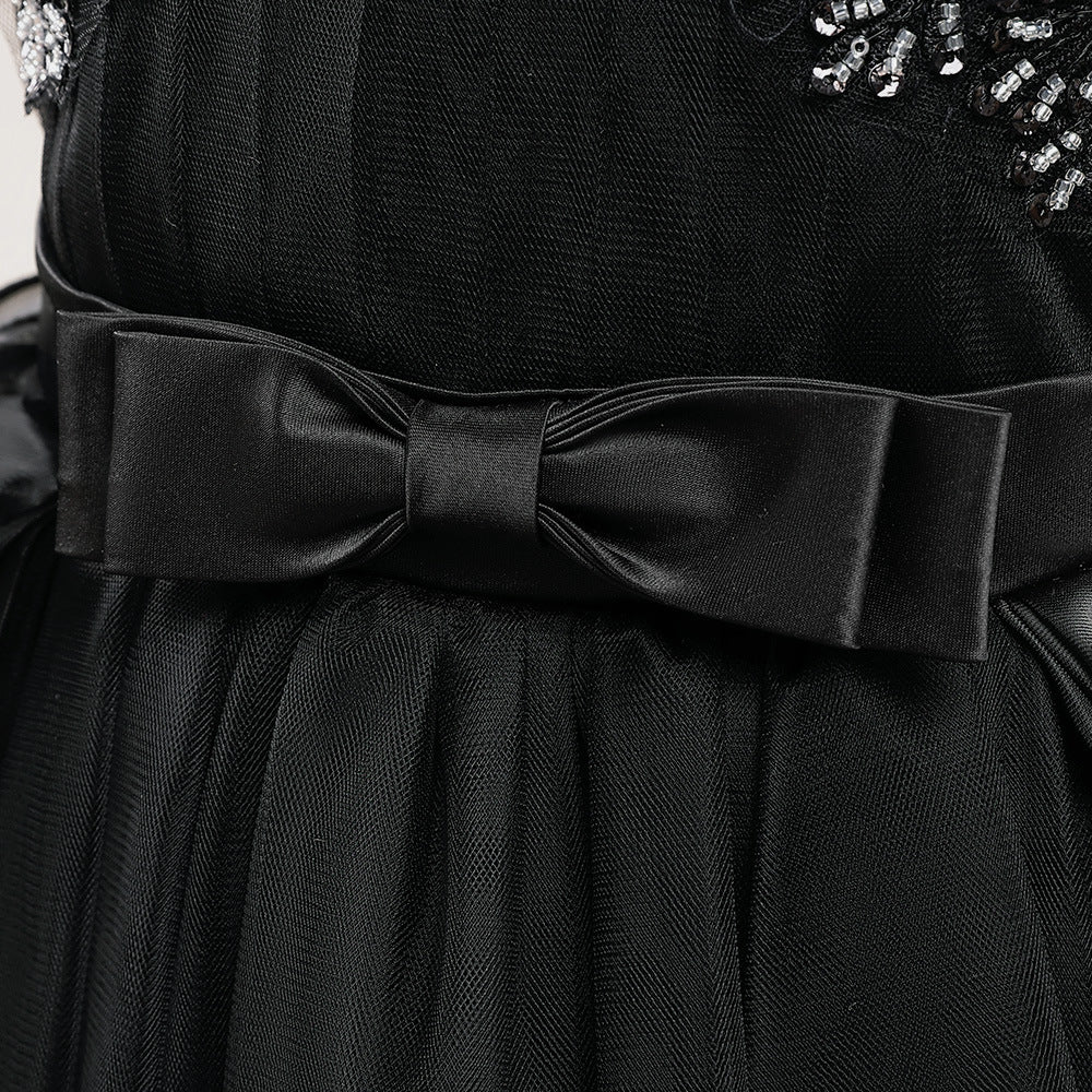 Cute Off Shoulder Maxi Tulle Dress with Sequins & Lace for Girls Aged 4-13