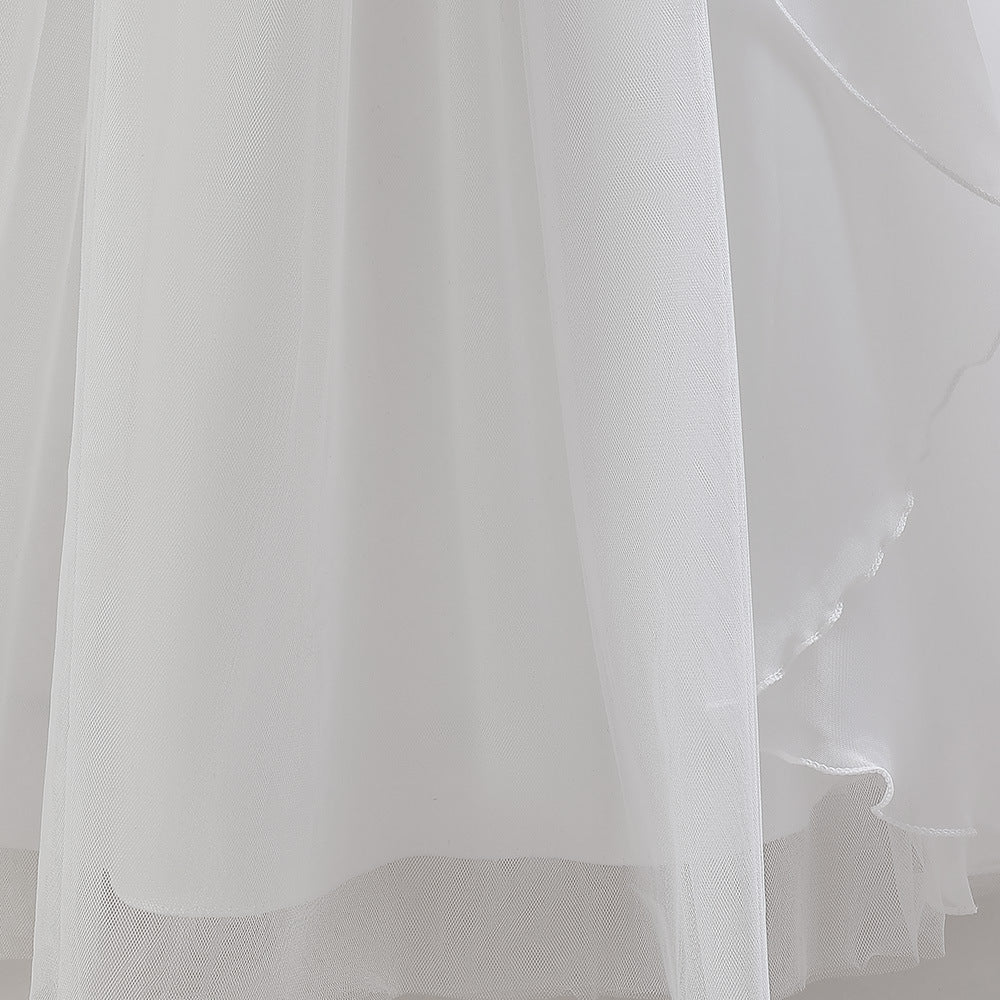Cute Off Shoulder Maxi Tulle Dress with Sequins & Lace for Girls Aged 4-13