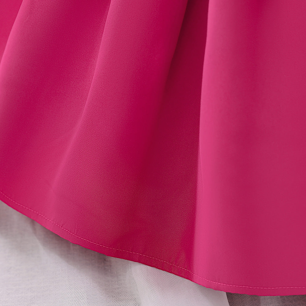A-Line Satin Baby Dress with Sweetheart Neck & Ruffle Sleeves – For Girls 9-24 Months