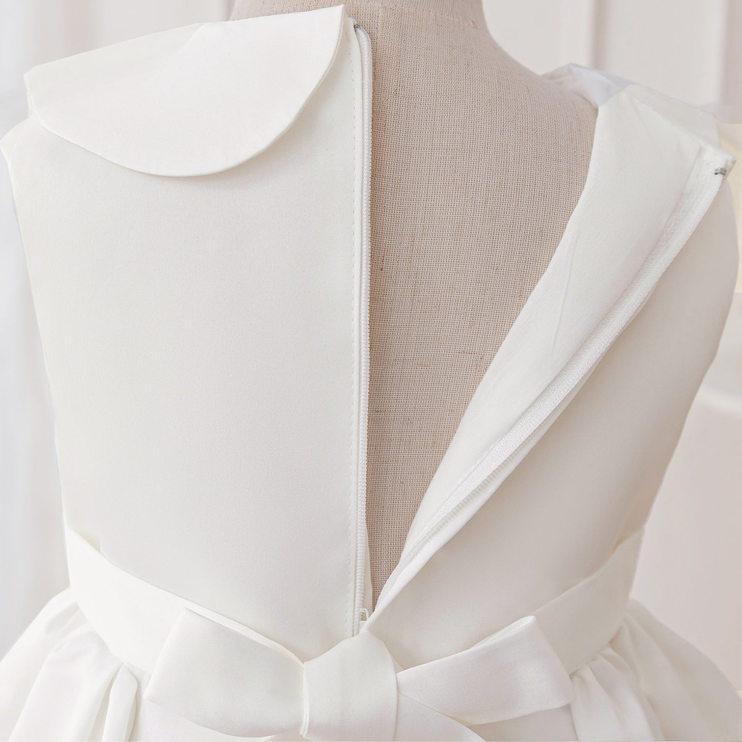 Adorable A-Line Satin Flower Girl Dress with Collar for Ages 4-8