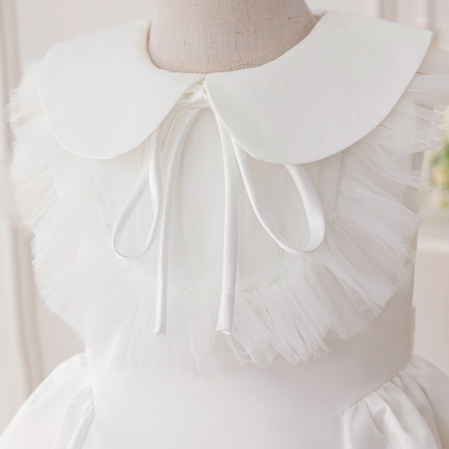 Adorable A-Line Satin Flower Girl Dress with Collar for Ages 4-8