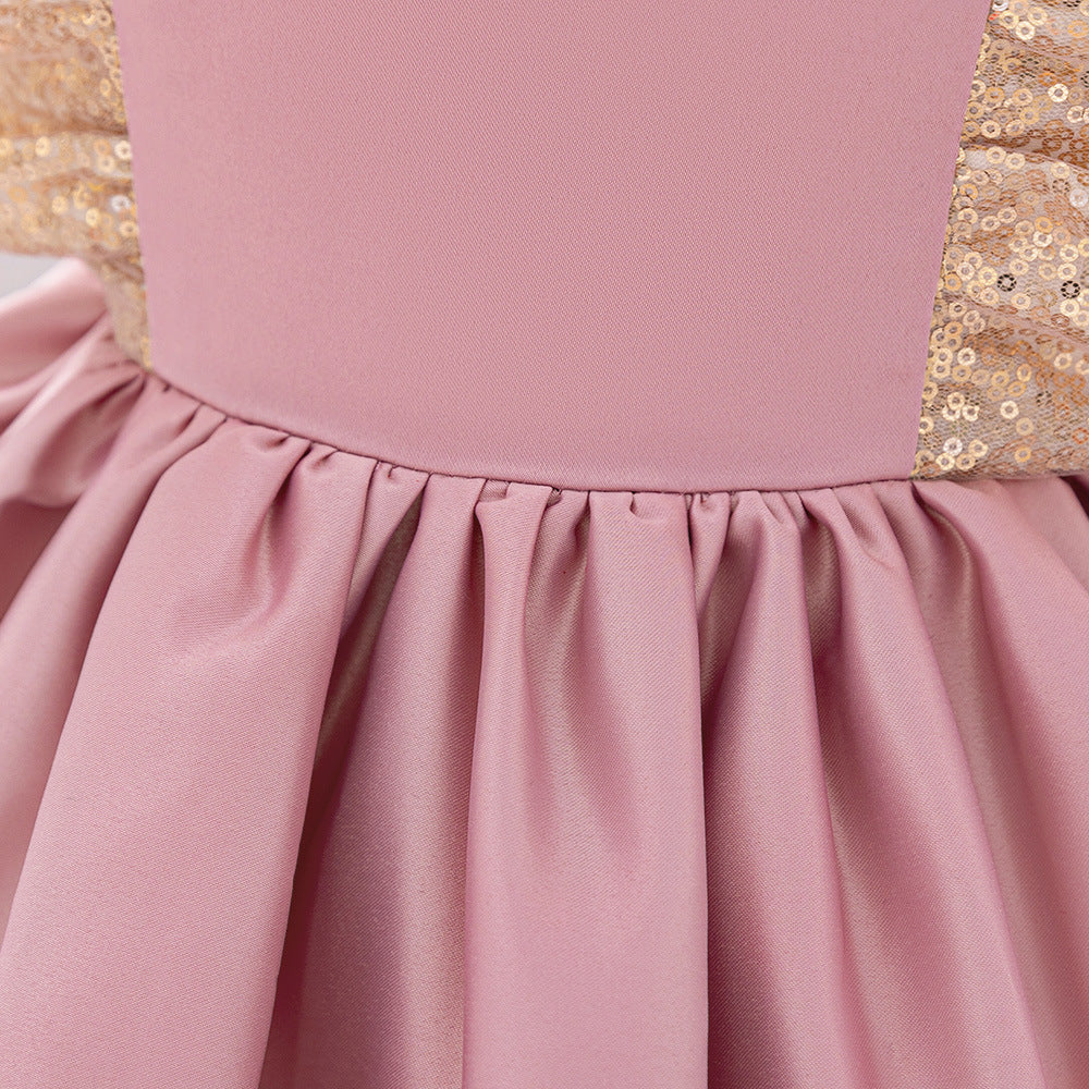 A-Line Sequin Satin Princess Birthday Dress for Baby Girls | Cute Party & Formal Wear