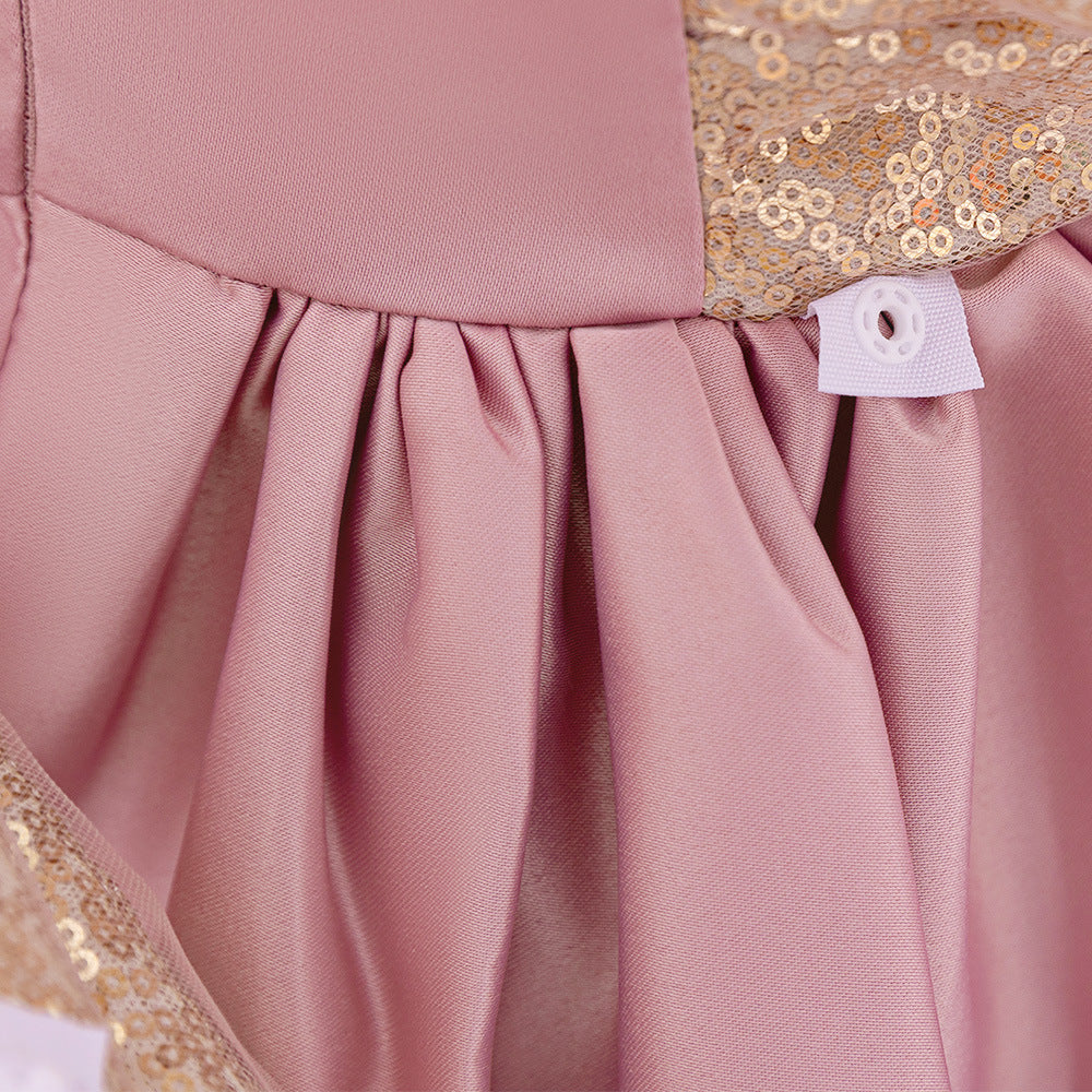 A-Line Sequin Satin Princess Birthday Dress for Baby Girls | Cute Party & Formal Wear