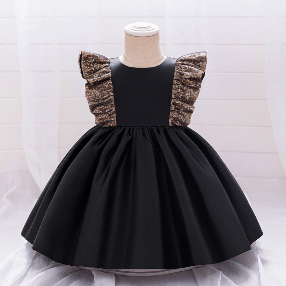 A-Line Sequin Satin Princess Birthday Dress for Baby Girls | Cute Party & Formal Wear