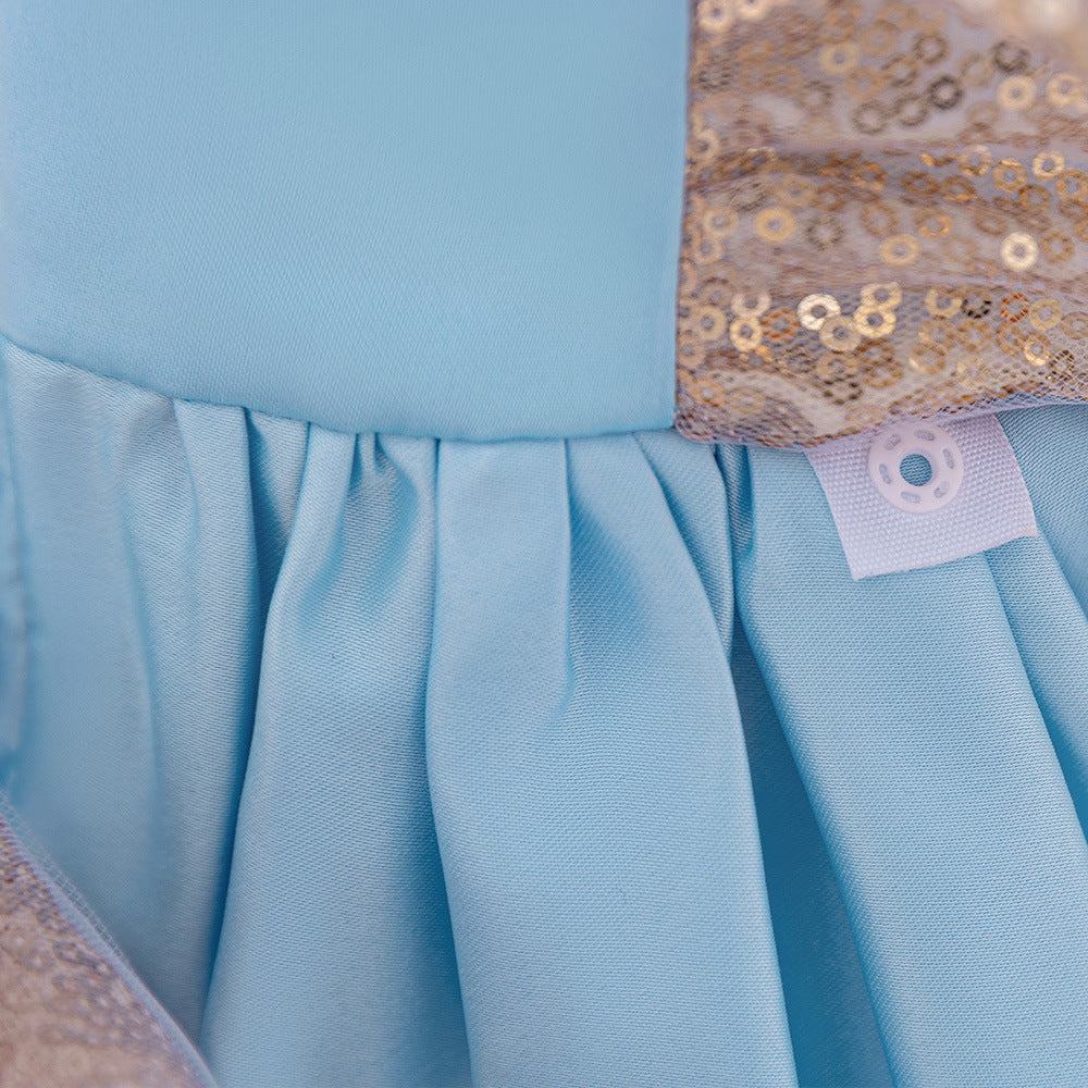 A-Line Sequin Satin Princess Birthday Dress for Baby Girls | Cute Party & Formal Wear