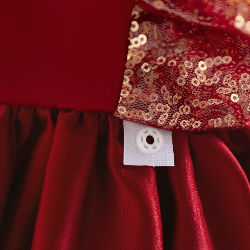 A-Line Sequin Satin Princess Birthday Dress for Baby Girls | Cute Party & Formal Wear