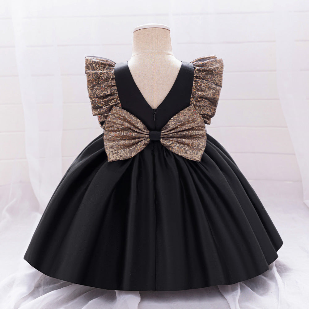 A-Line Sequin Satin Princess Birthday Dress for Baby Girls | Cute Party & Formal Wear