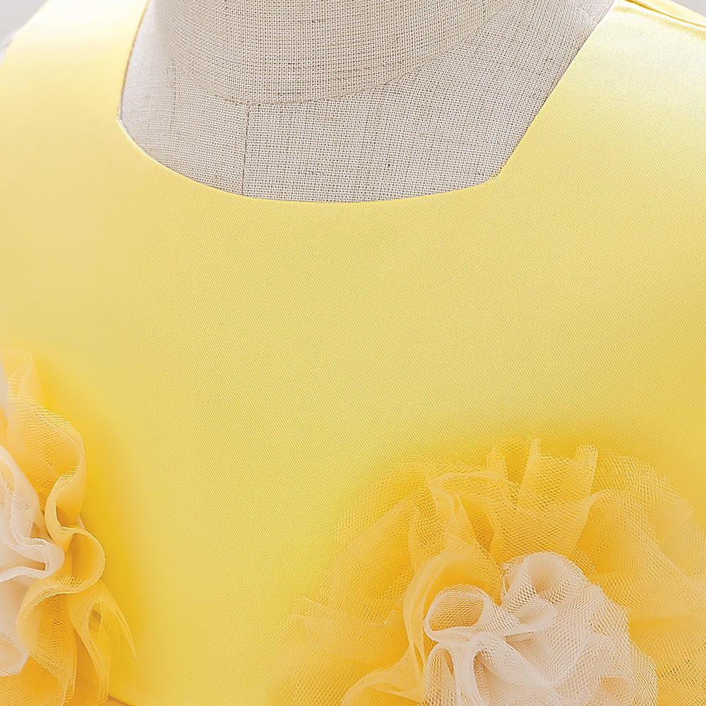 Adorable A-Line Baby Tea Length Dress with Fabric Flowers for 9-24 Months