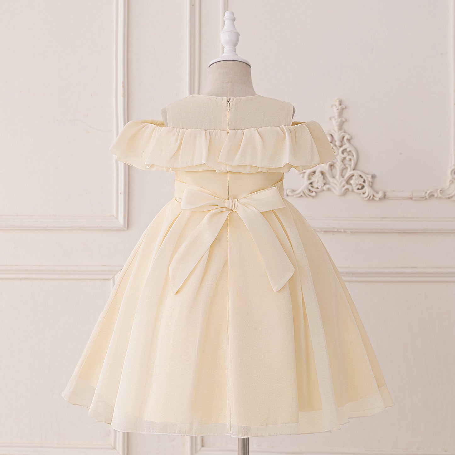 Cute A-line Ruffle Princess Dress for Girls | Tea Length Kids Party Gown