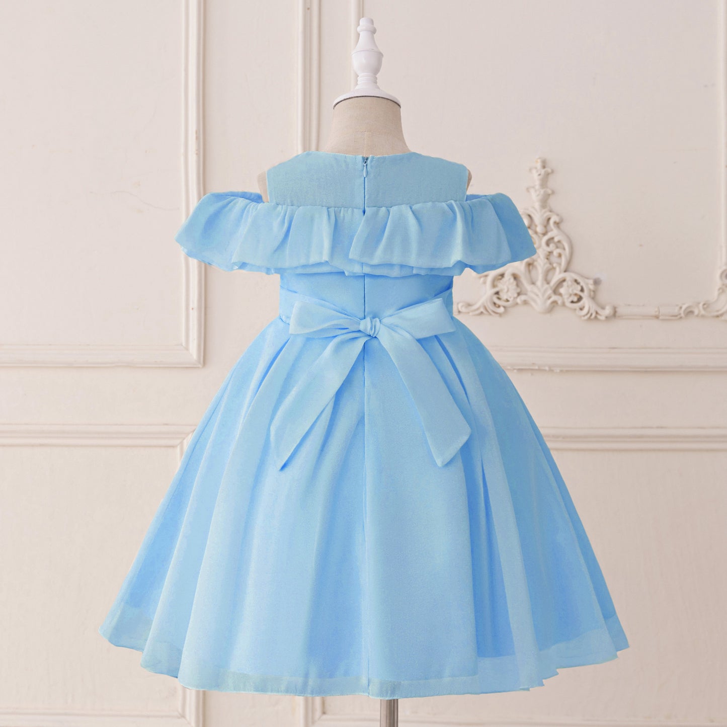 Cute A-line Ruffle Princess Dress for Girls | Tea Length Kids Party Gown