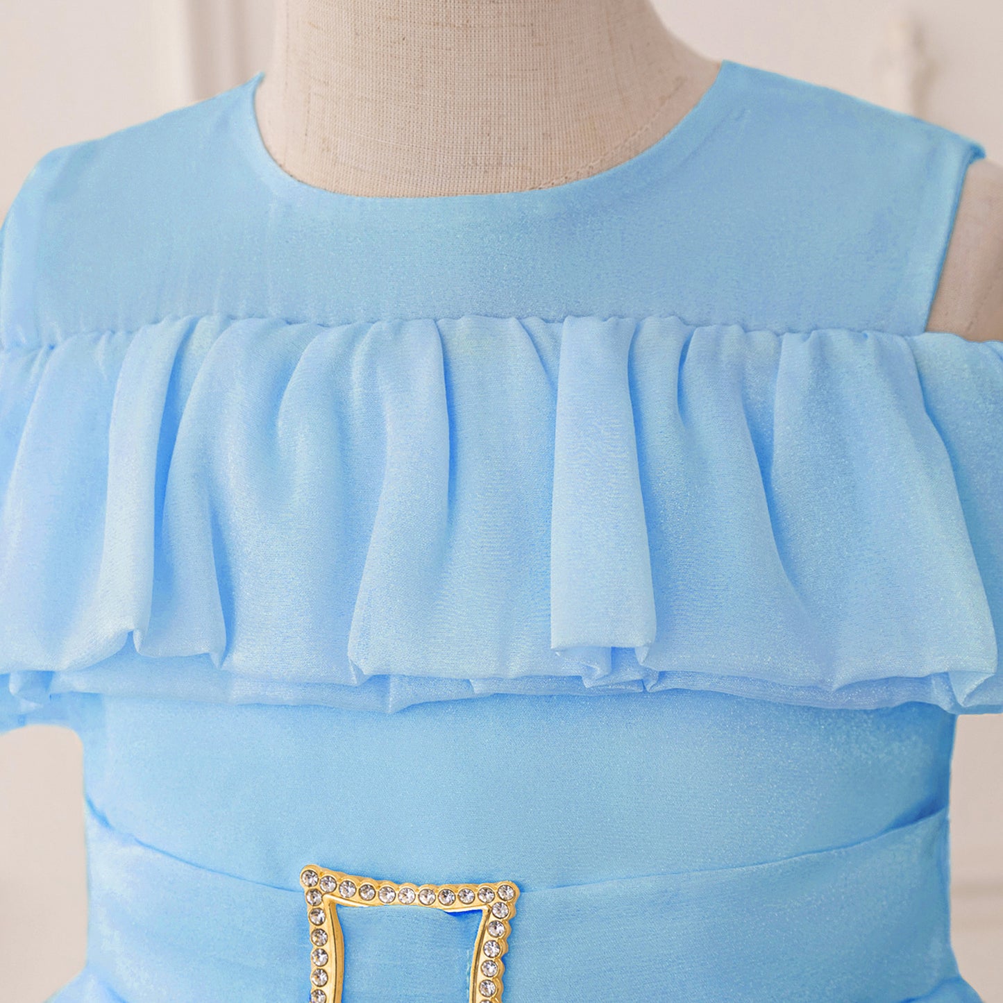 Cute A-line Ruffle Princess Dress for Girls | Tea Length Kids Party Gown