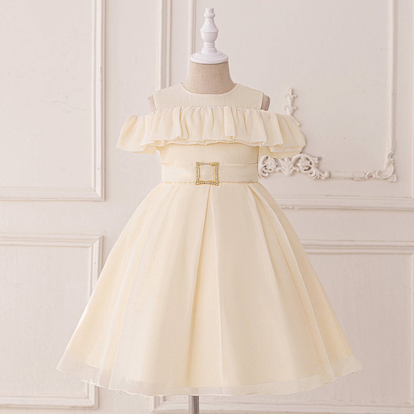 Cute A-line Ruffle Princess Dress for Girls | Tea Length Kids Party Gown