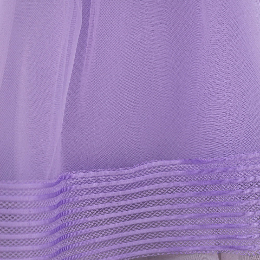 Cute A-Line Tulle Tea Length Dress with Bows & Ruffles for Girls (9M-4Y)