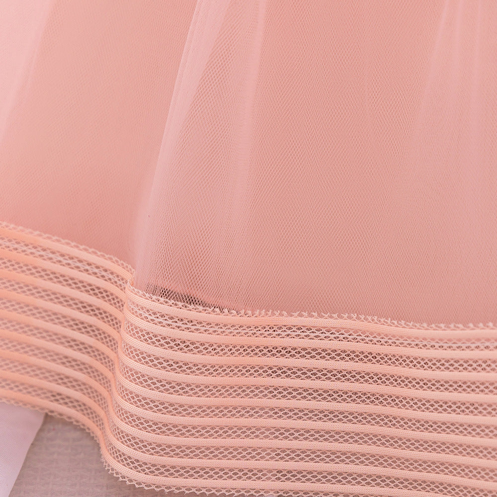 Cute A-Line Tulle Tea Length Dress with Bows & Ruffles for Girls (9M-4Y)