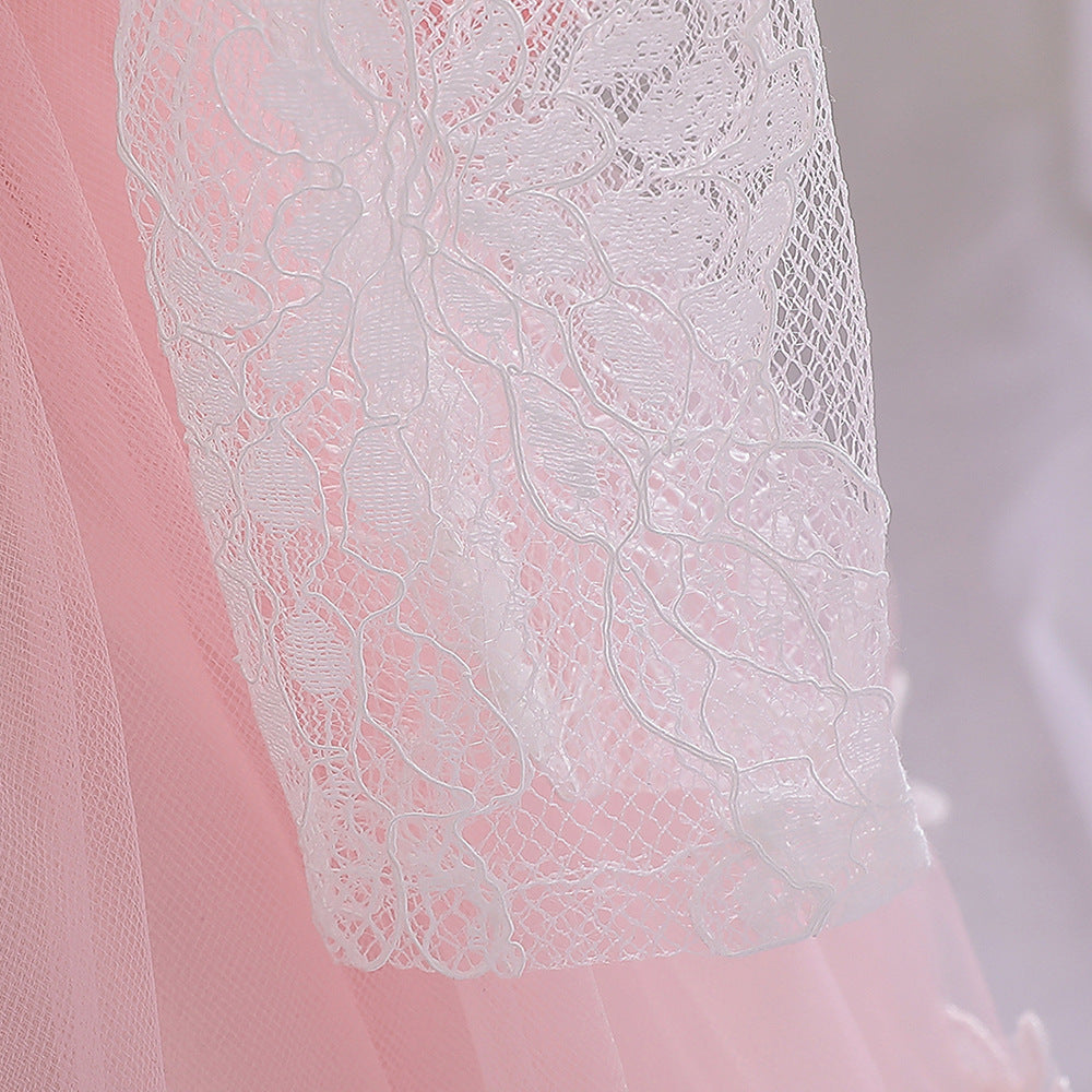 Adorable A-Line Tulle & Lace Birthday Dress for Babies | Long Sleeve Flower Girl Outfit