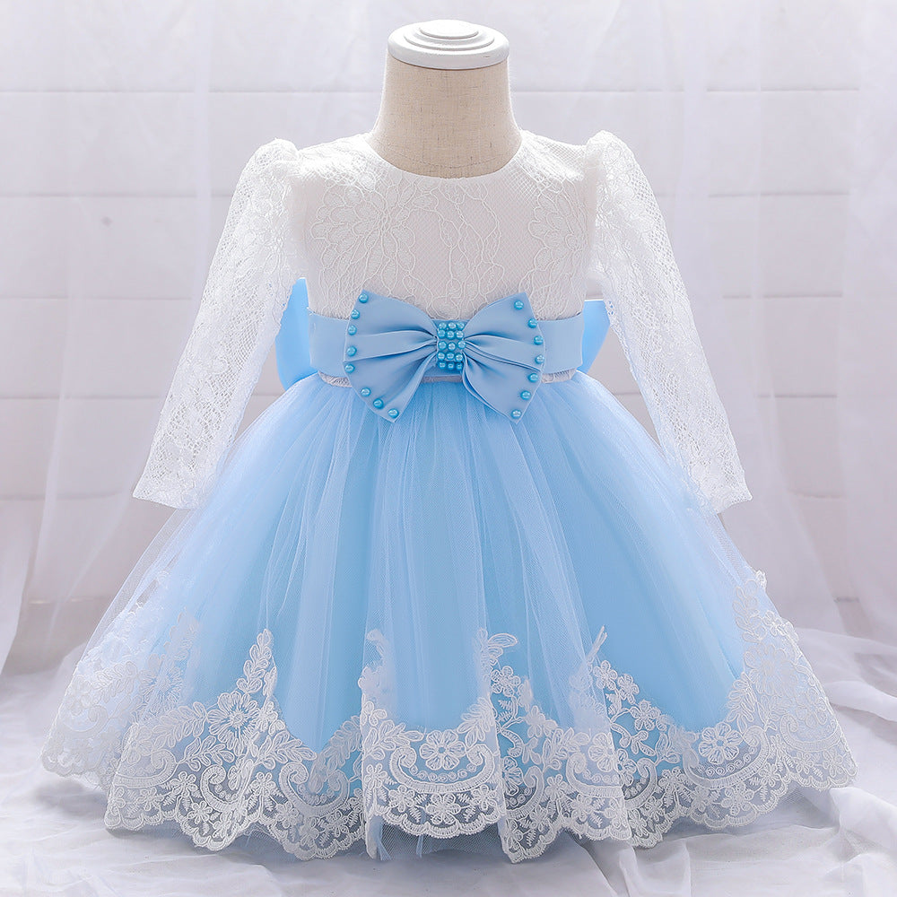 Adorable A-Line Tulle & Lace Birthday Dress for Babies | Long Sleeve Flower Girl Outfit
