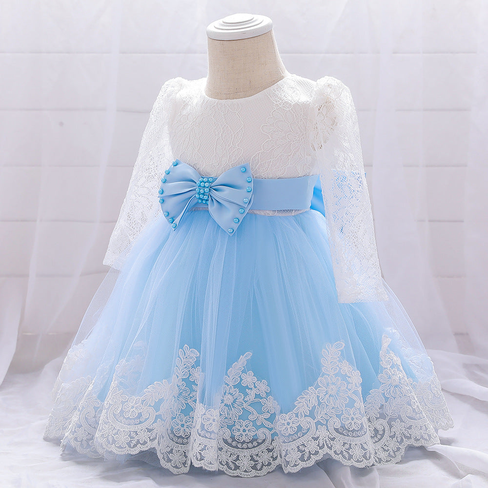Adorable A-Line Tulle & Lace Birthday Dress for Babies | Long Sleeve Flower Girl Outfit